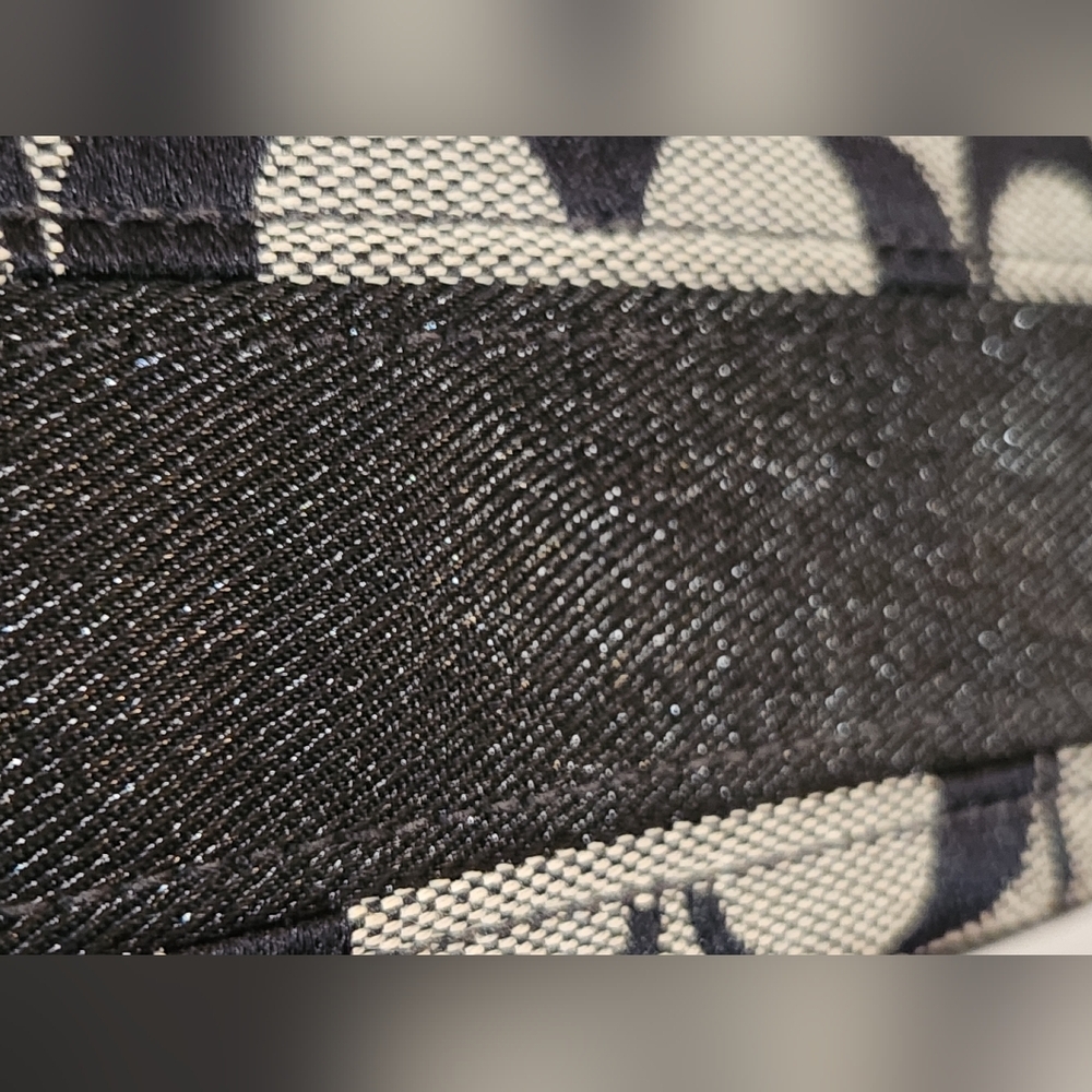 Coach Black And Silver Monogram Wristlet Wallet Leather Trim Sparkle Shimmer - Picture 8 of 11